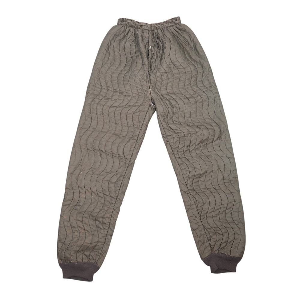 Vintage Dark Brown Quilted Thermal Pants Utility Joggers S